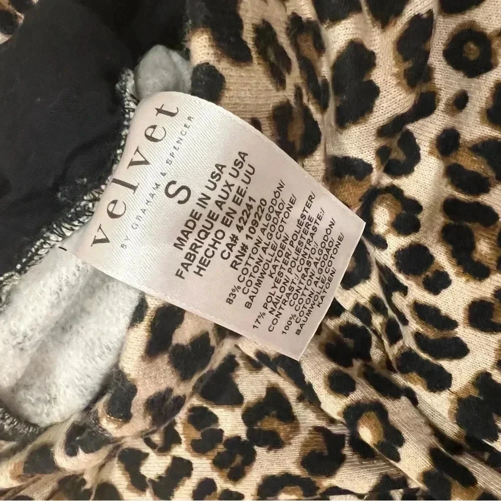 VELVET GRAHAM & SPENCER NEW Bristol Leopard Print Joggers Fleece Sweatpants S - Picture 5 of 10